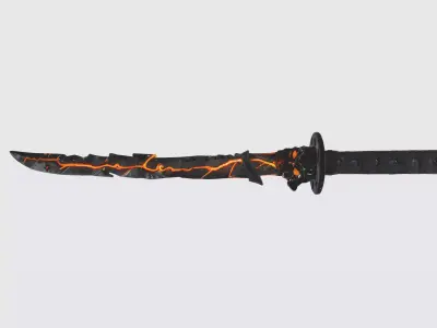 Solar Flare Katana - Game Ready PBR Japanese Sword 3D model