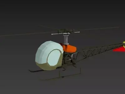 low poly bell47 helicopter Low-poly 3D model