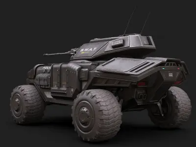 Sci Fi APC low poly police Low-poly 3D model