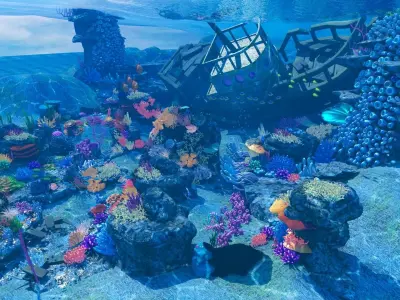 Cartoon Underwater Scene 3D model purchase