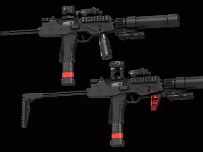 Two versions Brugger  Thomet MP9   Low-poly 3D model