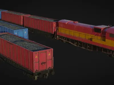 Cargo Train Low-poly 3D model buy