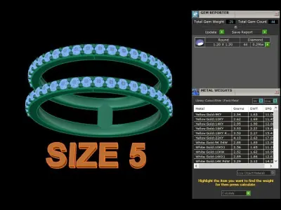 DOUBLE DIAMOND ROW BAND RING SIZE 5 3D print model