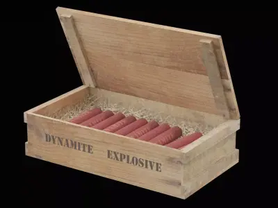 Dynamite Explosive Box Open Low-poly 3D model