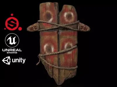 HIE Game Ready Horror Shield D180323 Low-poly 3D model