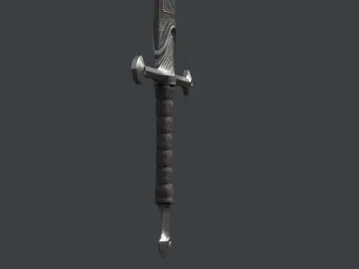Engraved Fantasy Sword and Scabbard A Low-poly 3D model