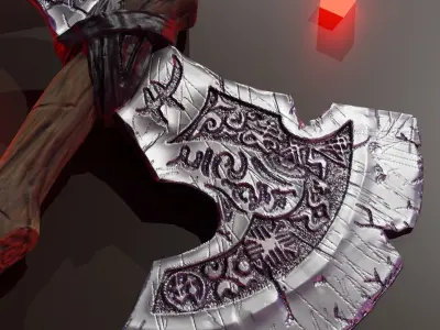 SATAN AXE - Game ready Low-poly 3D model Blender Low-poly 3D model