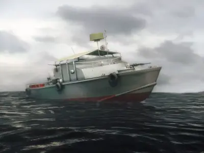 Gunboat military boat Low-poly 3D model