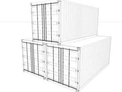 Cargo-Container three colorful shipping containers 3D model