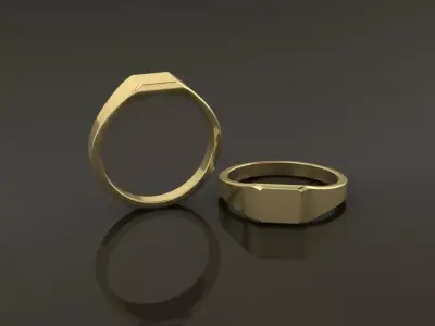 Dainty Thin Signet Ring Square Mix Size 3D print model