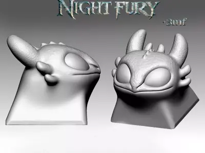 Light Fury and Night Fury Keycap Pack 3D print model