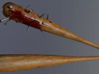 Low Poly PBR Baseball Bat Low-poly 3D model