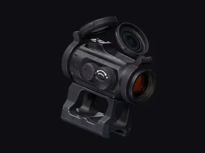 Aimpoint Micro T2 Style Red Dot Sight with 3 Mount Variations  Low-poly 3D model