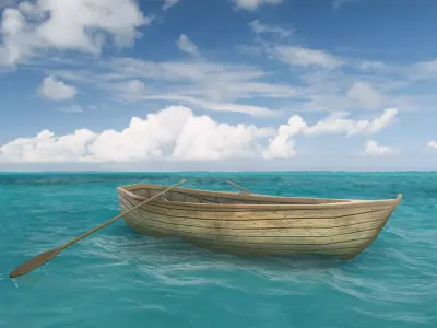 Low poly boat row Low-poly 3D model