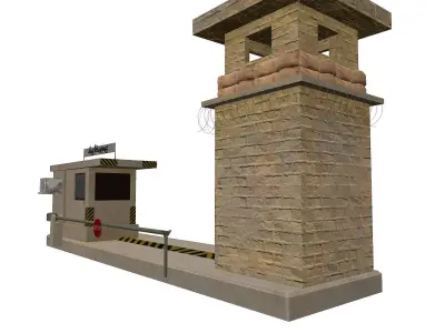 Desert Security Guard Booth Low-poly 3D model