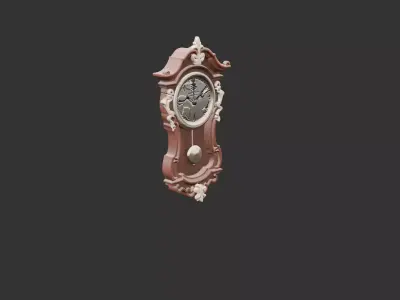 Antique Wooden Wall Clock Low-poly 3D model