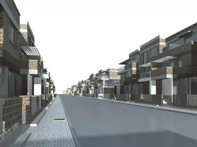 Villa street with houses on both sides 3D model