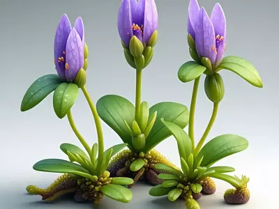 Stylized Alien Flower Cluster 3D Model Low-poly 3D model