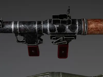 RPG 7 gun with wooden handle 3D model