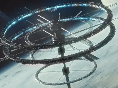 Sci Fi Space Station PBR Futuristic Ship City 3D model purchase
