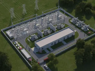 Electrical power substation 3D model buy