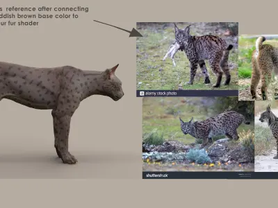 Groom Ready Iberian Lynx with Texture Maps Animation Topology UDIMs Bones and Muscles 3D model