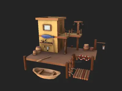 Fishing hut Low-poly 3D model purchase