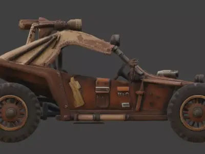 Post-Apocalyptic Raider Skull Buggy model Low-poly 3D model