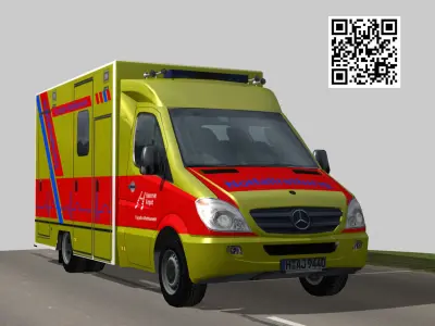 Notfallrettung  Mercedes truck Low-poly 3D model