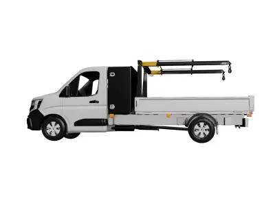 Flatbed Crane Truck Mobile Lifting Cargo Transport Vehicle 02 3D model