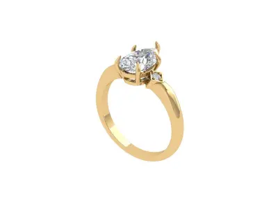 3-Stone-Ring 3D print model