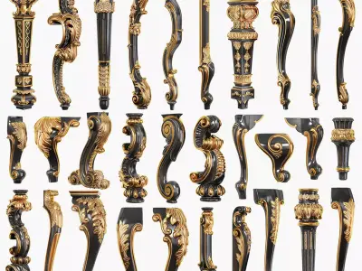 Collection of 30 classic furniture legs Part 2 3D model