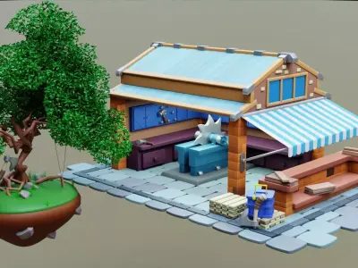 Lumberjack Shop Free low-poly 3D model