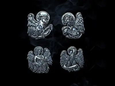  lion  bull  angel  phoenix 3D print model