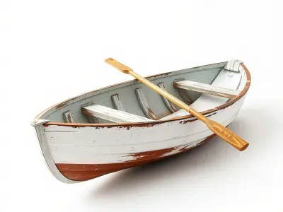 Rustic Rowboat with Oars 3D model pack Low-poly 3D model
