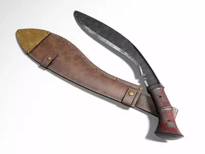 Kukri knife pbr realistic 3d model  Low-poly 3D model