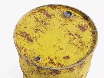 Steel Barrel - Yellow - Rusted 3D model