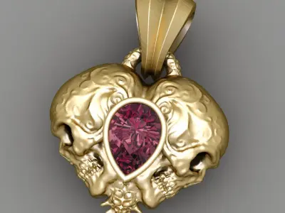 Antique Pink Pear Skull Pandent 3D print model