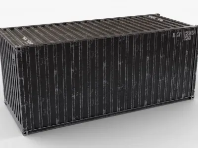 20Ft Cargo Container - Black - Dirty 3D model
