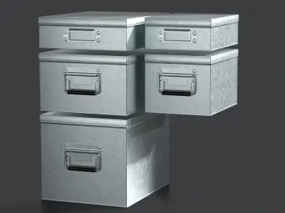 Galvanized Iron Box 001 002 Bundle 3D Model Pack