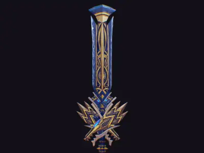 Sword Magical Cutting Fantasy Melee Dagger Iron Blade Saber Low-poly 3D model 4
