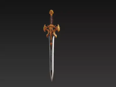 Infernal Guard Fantasy Sword - Low Poly 3D Weapon Low-poly 3D model