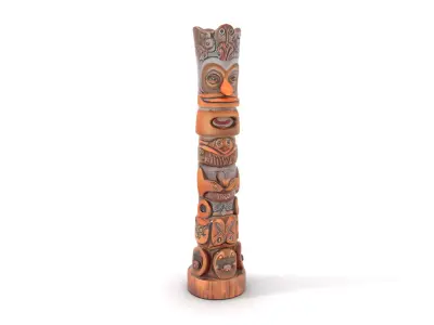 Intricately Carved Wooden Totem Pole Model Pack Low-poly 3D model
