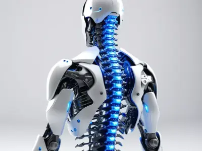 Cybernetic Spine with Blue Nodes 3D model