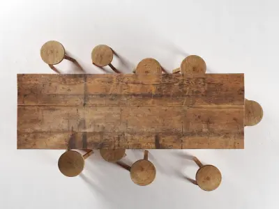 Wooden Dining Table Low-poly 3D model purchase