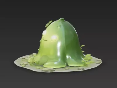 Cute Stylized Forest Slime Creature  Green Jelly Monster Spirit 3D model