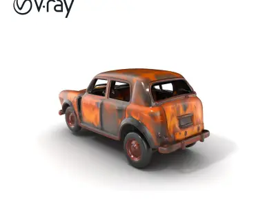 Rusty Burned Vehicle SideView model pack Low-poly 3D model
