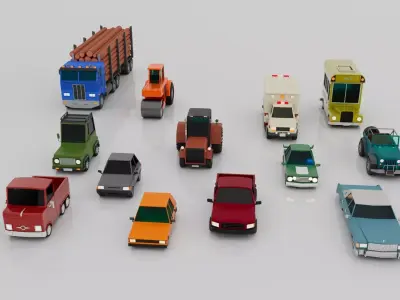 Low poly Vehicles Collection 3D model