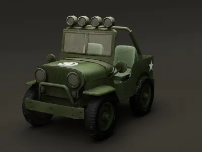 Jeep Cartoon  Low-poly 3D model
