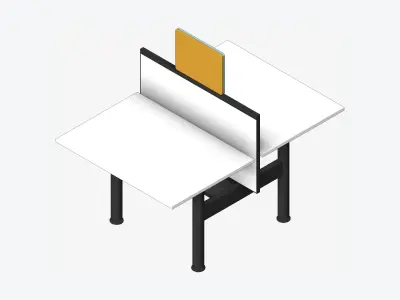 Desk - Double - Officetec - Modela - Linear - Fixed Height Low-poly 3D model